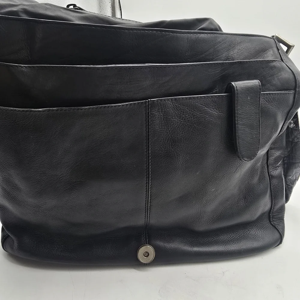 Vintage Frye Black Leather Messenger Bag Crossbody Laptop Briefcase Satchel USA